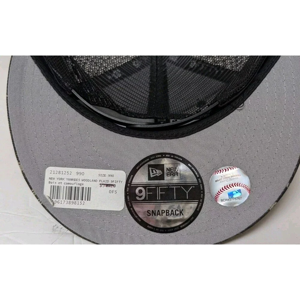 New Era New York Yankees MLB Camo Plaid 9FIFTY Mesh Snapback Adjustable Hat Cap